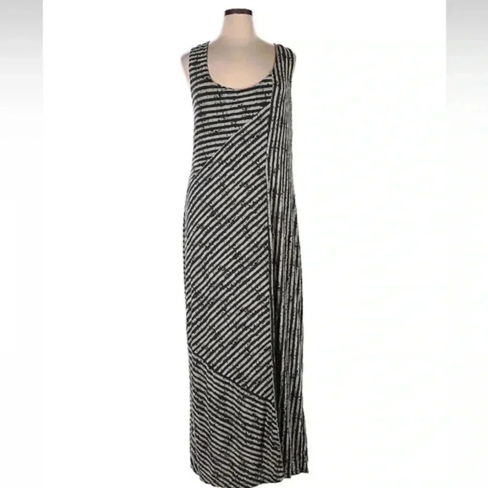 Calvin Klein Jeans Grey Black Cream Sleeveless Stretchy Maxi Dress Plus Size 0X